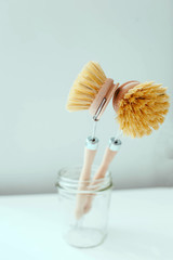 wooden dish brush  zero waste concept