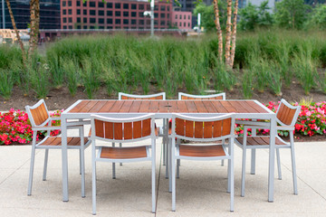 Outdoor Table and Chairs in an Urban Environment