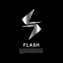 Silver flash electric logo. Modern bolt symbol design template.
