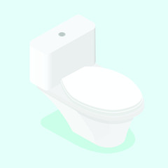 WC toilet, isolated on blue background, isometric vector