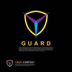 Yellow guard logo corporate design template.