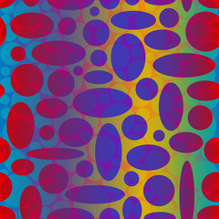 Abstract Seamless Pattern with Colorful Ovals and Circles, Tile Background. Vector