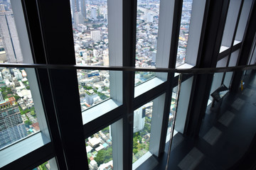 Fototapeta premium Bangkok - King Power MahaNakhon Skyscraper - Indoor and Outdoor 360-degree Observation Deck, Glass Tray Experience, Hydraulic Glass Lift