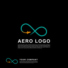 Cloud plane flat logo template design