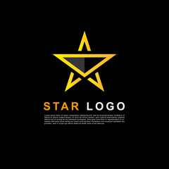 Creative orange star logo design template. Clean star logo.