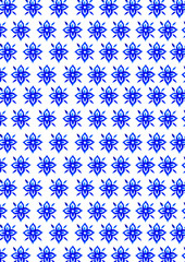 blue flowers traditional Thai art pattern watercolor hand painting background.