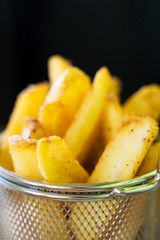 Fast food. French fries in restaurant.