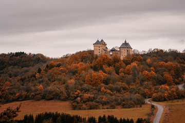 Indian Summer. Malbrouck Castle in autumn, France