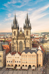 Fototapeta premium ful view of the Old Town Square, and Tyn Church in Prague, Czech Republic