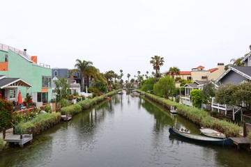 Fototapeta na wymiar VENICE CANALS, the Historic District in the Venice Beach, California