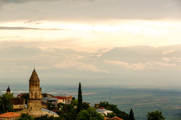 Fototapeta premium Small town Sighnaghi (Signagi) in Georgia at sunset