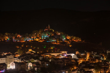 a beautiful light show in a medieval fortress