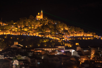 a beautiful light show in a medieval fortress