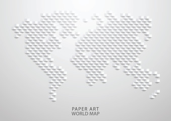 Paper art of a vector world map.