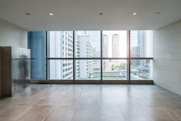 Entrance hall and empty floor tile, interior space
