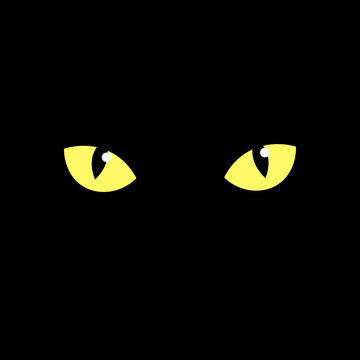 cat's eye of a black cat. eyes of a yellow cat in the dark. Vector illustration