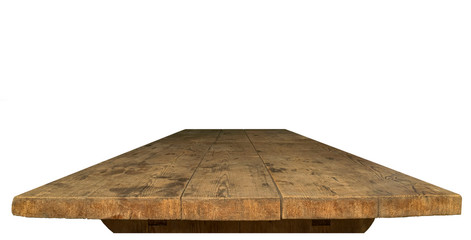 Table top. Old Wooden table top with isolated on white background.