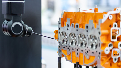 Inspection dimension aluminum automotive parts by CMM in factory