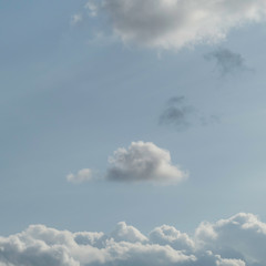 Relaxing Background with one fluffy cloud floating in the middle of other clouds.