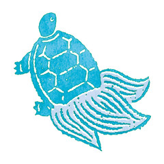 亀　スタンプ　水色　ベクター