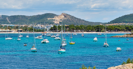 Fototapeta na wymiar Picturesque view to the coastal town of Santa Ponsa Majorca Island, Spain