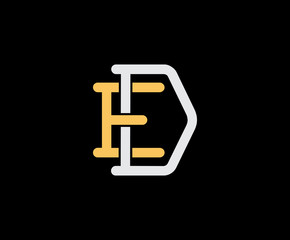 Obraz premium Letter E and D, ED, DE, overlapping interlock logo, monogram line art vintage style on black background