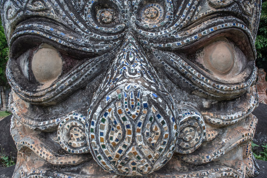 Detail of a statue in Buddha park, Vientiane, Lao PDR