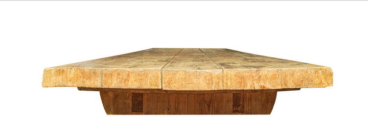 Wooden table top isolated on white background. Table top.