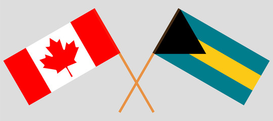 Bahamas and Canada. Crossed Bahamian and Canadian flags