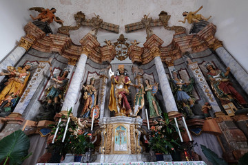 Main altar in the Church of Assumption of the Virgin Mary in Pokupsko, Croatia