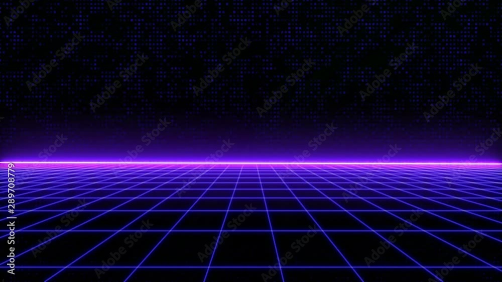 Leinwandbilder 4K Animation Abstract Wireframe Landscape Fly Through The Goal Idea Graphic Motion.  Glow Futuristic Geometric Structure Pattern 3D Rendering Seamless Loop Footage.