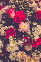 Retro bouquet roses flower background