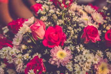 Vintage bouquet roses flower background
