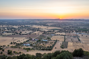 Sunset view over Monsaraz fields, Alqueva, Portugal