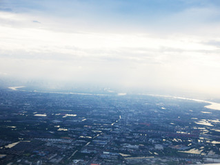 Beautiful high angle view from the capital's aircraft.