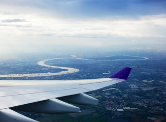 Obraz premium Beautiful high angle view from the capital's aircraft.