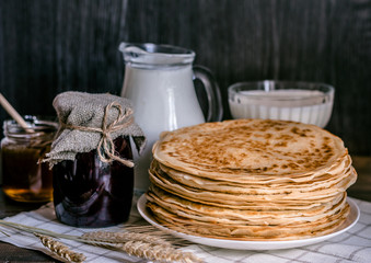 crepes, honey and milk