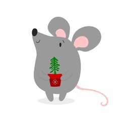 Cartoon cute rat, symbol of 2020 year. Chinese New Year. Vector illustration.