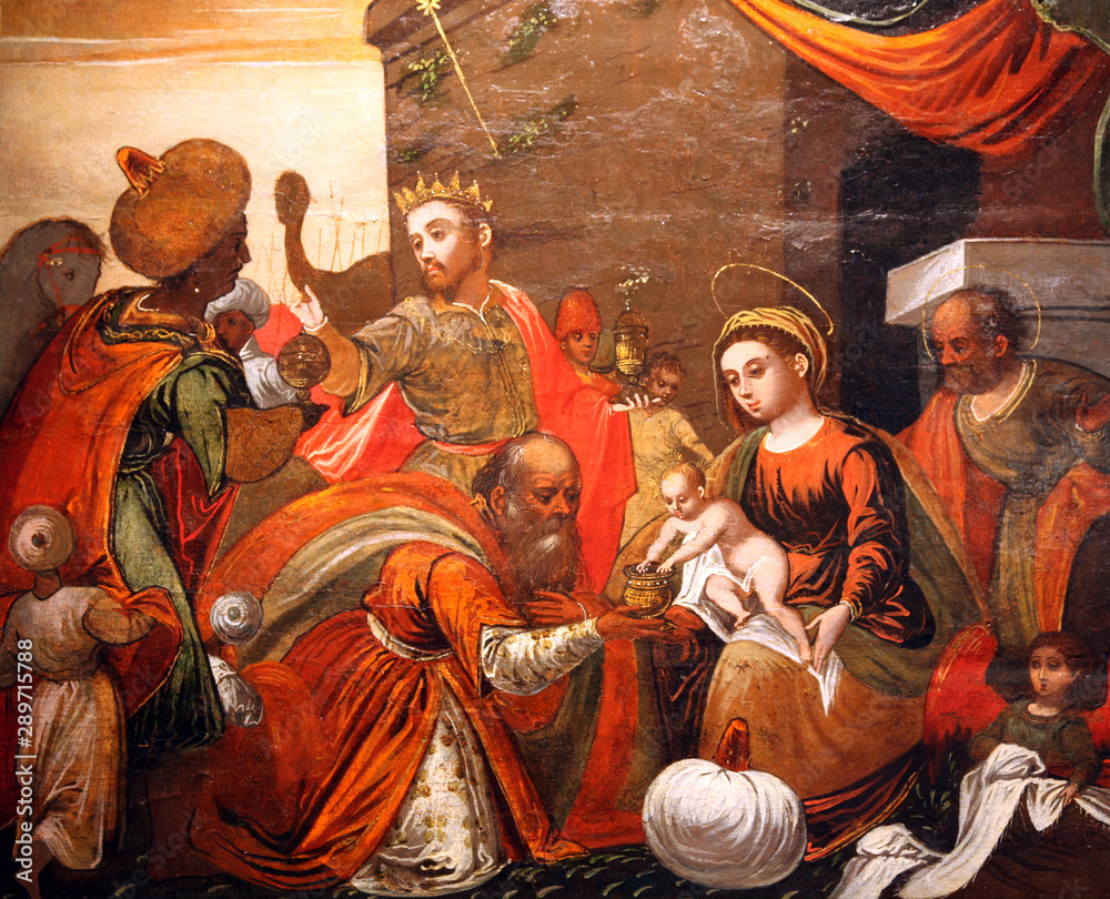 Wall mural nativity scene, adoration of the magi