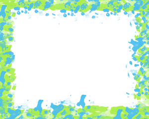 Fototapeta premium Blue frame of paints on white paper