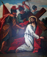3rd Stations of the Cross, Jesus falls the first time, Sanctuary of St. Agatha in Schmerlenbach, Germany
