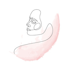 One line girl or woman portrait design. Hand drawn minimalism style vector illustration