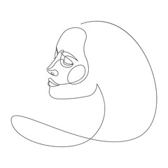 One line girl or woman portrait design. Hand drawn minimalism style vector illustration