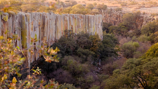 Rock cliff at Cascada de la concepcion, near the town of Aculco, Mexico