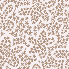 Cute floral background. Botanical seamless pattern made of small daisy flowers forming the flower petals and stars. Simple plain illustration.