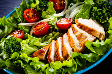 Caesar salad on stone table