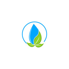 Fototapeta na wymiar Drop Water Leaf Naturally Creative Icon Logo Design Template Element Vector Illustration