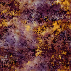 Hand drawn abstract watercolor texture with magenta and gold colors