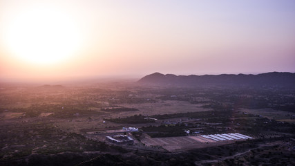 sunset over mountins