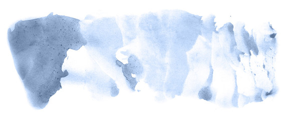 Abstract watercolor background hand-drawn on paper. Volumetric smoke elements. Navy blue color. For design, web, card, text, decoration, surfaces.